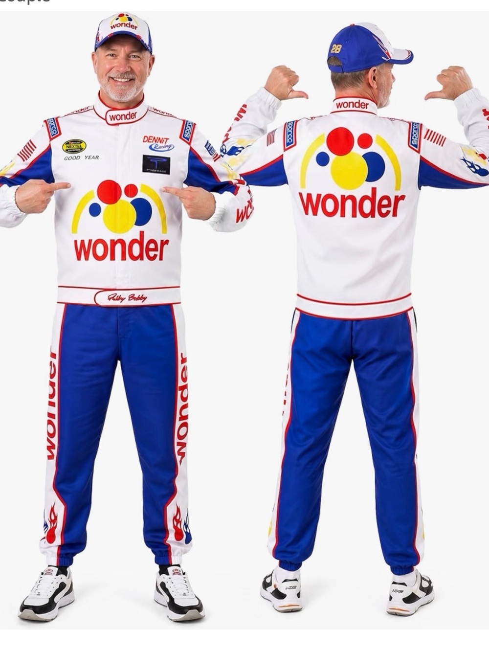 Wonder Bread Men's Racing Jacket and Pants Set - White & Blue